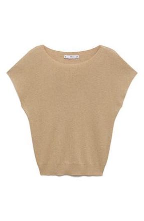 Mango Fine Knit Cap Sleeve Sweater in Ecru at Nordstrom Rack, Size Small