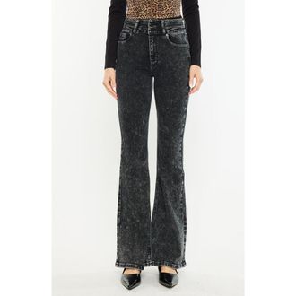Kancan Amirah Ultra High Rise Flare Jeans in Black at Nordstrom, Size 27