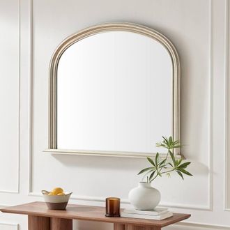 Furniturebox Cecily Silver Wood Large 110x90 Overmantle Arch Mirror