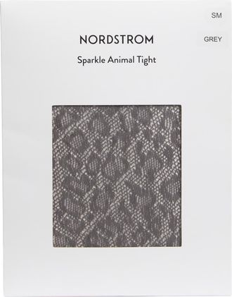 Nordstrom Animal Print Tights in Grey Thunderstorm at Nordstrom, Size Medium