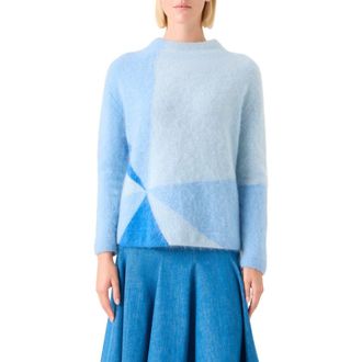 Akris Sunbeam Cashmere Intarsia Sweater in Powder Blue at Nordstrom, Size 12