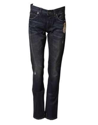 Dolce & Gabbana Watch-Detailed Denim Jeans - Blue