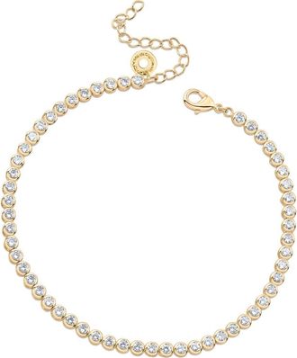 Kenneth Jay Lane Bezel Round Cubic Zirconia Tennis Anklet in Clear/Gold at Nordstrom Rack, Size 9