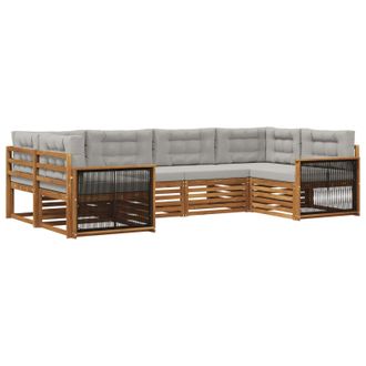 vidaXL Conjunto De Sof&aacute;s De Exterior 6 Pcs Natural Y Gris Claro Vidaxl