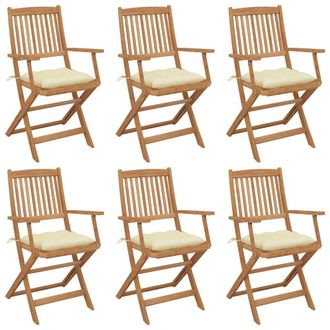 vidaXL Vidaxl - Sillas De Jard&iacute;n Plegables 6 Uds Y Cojines Madera Maciza Acacia
