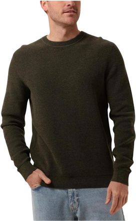 Selected Slhross Ls Knit Structure Crew Neck Noos - Heren - Ronde hals truien - Groen - L - Katoen - Truien & Vesten
