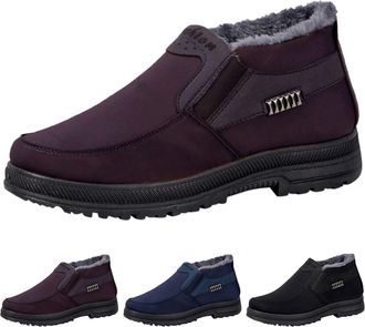 Generic Slip-On Shoes for Mens Winter Warm Plus Fur Lined Boots Waterproof Comfortable Lightweight Winter Snow Boots Outdoor Thick Bottom Leisure Non-Slip Wal