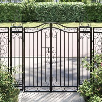 Berkfield Home Garden Gate Black 121x8x120 cm Wrought Iron | Size: 121 x 8 x 120 cm