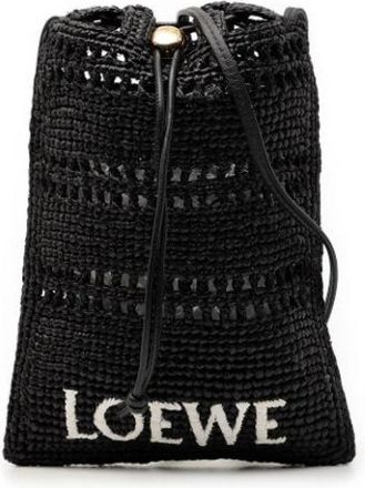Loewe Pre-owned Bucket Bags, female, Black, Size: ONE SIZE Pre-owned Raffia Bucket Bag