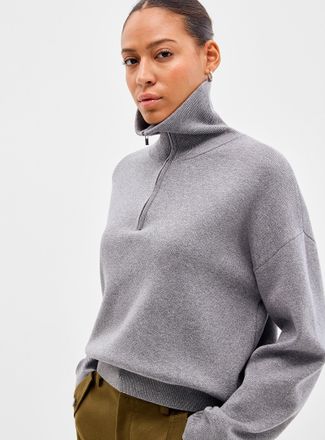 Contemporaine Womens Soft knit trucker-collar sweater