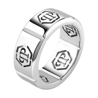 Philipp Plein Sculptural Band Ring - Heren - Accessoires - Grijs - Maat: 64 MM