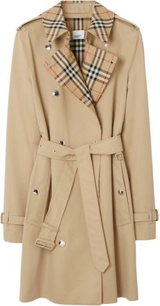 Burberry Vintage Check-trim short trench coat - women - Cotton/Viscose - 12 - Neutrals