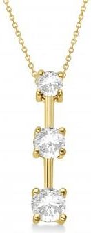 Allurez Three-Stone Graduated Lab Diamond Pendant Necklace 14k Yellow Gold (0.50ct)