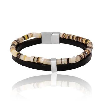 Lucky Brand Layered Bracelet with Wood Beads and Leather Strap in Multi at Nordstrom
