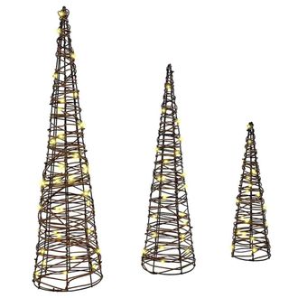 vidaXL &Aacute;rbol De Navidad Con 90 Led 3 Pcs C&aacute;lido 20 X 20 X 80 Cm Rat&aacute;n Vidaxl