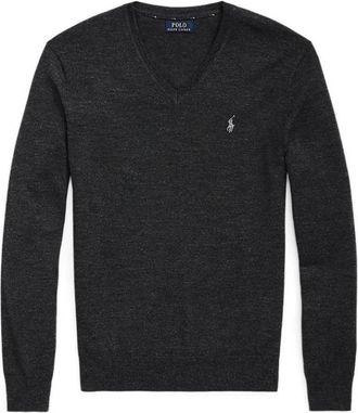 Polo Ralph Lauren Grijze trui met lange mouwen en V-hals - Heren - V-hals truien - Grijs - 2XL - Truien & Vesten