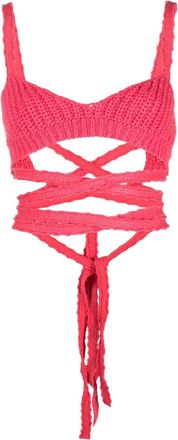 Alanui Palm Springs knitted top - women - Cotton - M - Pink