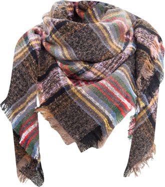 Generic todays offers special deals prime deals Knit Hat Scarf Women Fall Winter Scarf Classic Tassel Plaid Scarf Warm Soft Chunky Large Blanket Wrap Shawl Sc