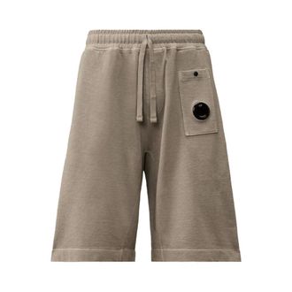 C.P. Company Casual Shorts, male, Beige, Size: S Malfil&egrave; Fleece Lens Sweatshorts