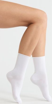 Nordstrom Everyday Rolltop Crew Socks in White at Nordstrom, Size 9