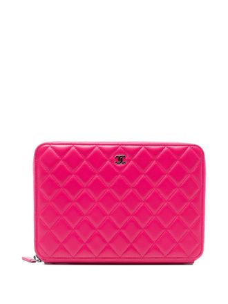 Chanel 2014 Large Quilted Lambskin Zip Around Organizer clutch bag - women - Lambskin - One Size - Pink