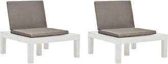 vidaXL Vidaxl - Tumbonas De Jard&iacute;n Con Cojines 2 Unidades Pl&aacute;stico Blanco