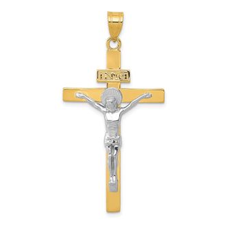 Diamond2Deal 10K Two-tone INRI Crucifix Pendant