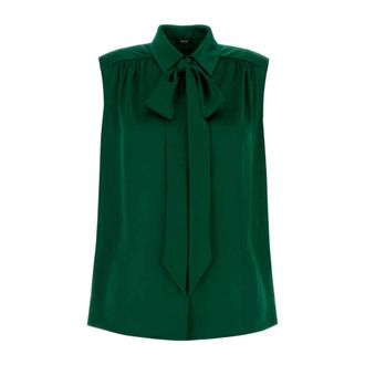 Versace Blouses, female, Green, Size: XS Satin Lavalli&egrave;re Shirt