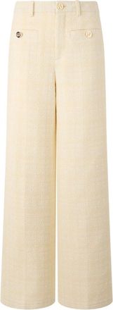 Gucci Wide Trousers, female, Beige, Size: XS Tweed Cotton Check Trousers