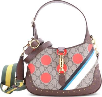 Gucci Jackie 1961 Studded Printed GG Coated Canvas Small hobo bag - Bruin