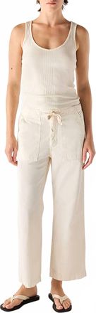 Amo Womens Easy Drawstring Slouch Crop Pants In Bone