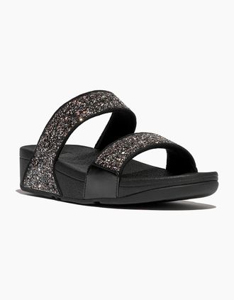 FitFlop Womens Fitflop Lulu 2 Bar Glitter Polyurethane Womens Black/Multi Sandals - Size: 8