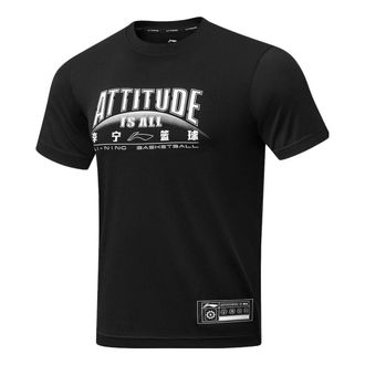 Li-Ning Basketball Attitude Is All Graphic T-shirt Black White AHST299-1