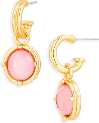 Karine Sultan Round Drop Huggie Hoop Earrings in Gold/pink at Nordstrom