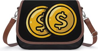 Generic Coins Gold Crossbody Bag Womens Handbag PU Message Bags Shoulder Purse with Adjustable Strap