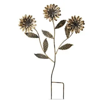 Tag Three Flowers Plant Stake Antique Brass Iron Spring in Gold at Nordstrom