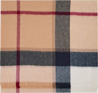 Barbour Sciarpa in lana con motivo tartan e bordi sfrangiati