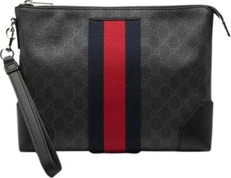 Gucci Pre-owned Clutches, female, Black, Size: ONE SIZE Pre-owned Canvas Clutch