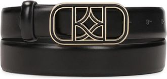 Kazar Elegante smalle riem met tweekleurige gesp - Dames - Riemen - Zwart - 90 CM - Leer - Accessoires