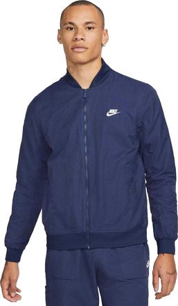 Nike Geweven herenjas van de Club (Middernacht marine/wit)