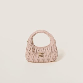Miu Miu Wander Matelass&eacute; Nappa Leather Hobo Bag, Woman, Powder Pink