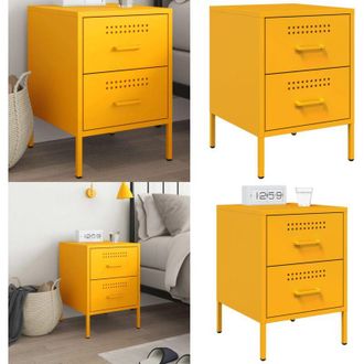 vidaXL Comodino Giallo Senape 36x39x50,5 cm in Acciaio - Comodino giallo senape - Comodino industriale