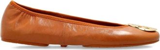 Tory Burch Minnie Travel Ballet Flats - Dames - Ballerinas - Bruin - 37 1/2 EU - Leer - Schoenen