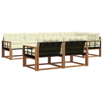 vidaXL Conjunto De Sof&aacute;s De Exterior Con Coj&iacute;n 7 Pcs Natural Y Crema Vidaxl