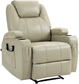 Clp Sill&oacute;n Hepler Con Funci&oacute;n De Masaje Simil Cuero Crema
