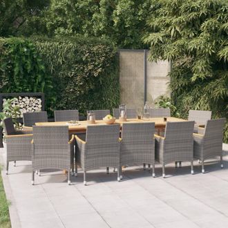 vidaXL Juego De Comedor De Jard&iacute;n 13 Piezas Con Cojines Gris Vidaxl