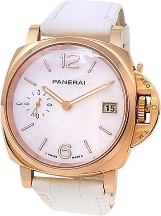 Officine Panerai Pre-owned Panerai Luminor Due Goldtech Madreperla White Mother of Pearl Dial Unisex Watch PAM01280