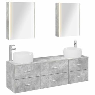 vidaXL Juego De Muebles De Ba&ntilde;o 5 Uds. Gris Hormig&oacute;n Vidaxl