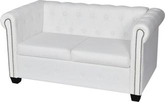 vidaXL Vidaxl - Divano Chesterfield a 2 Posti in Finta Pelle Bianco