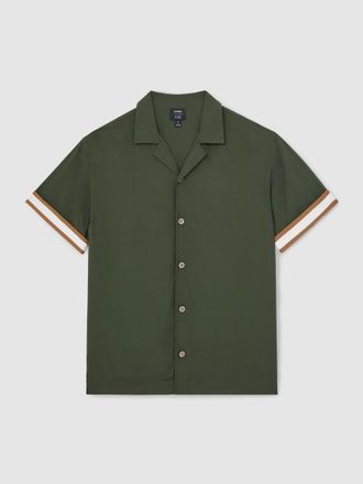 Reiss x Ché Pine Green | Stripe-cuff Shirt, XL